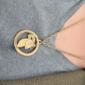 Vintage zodiac Aries necklace